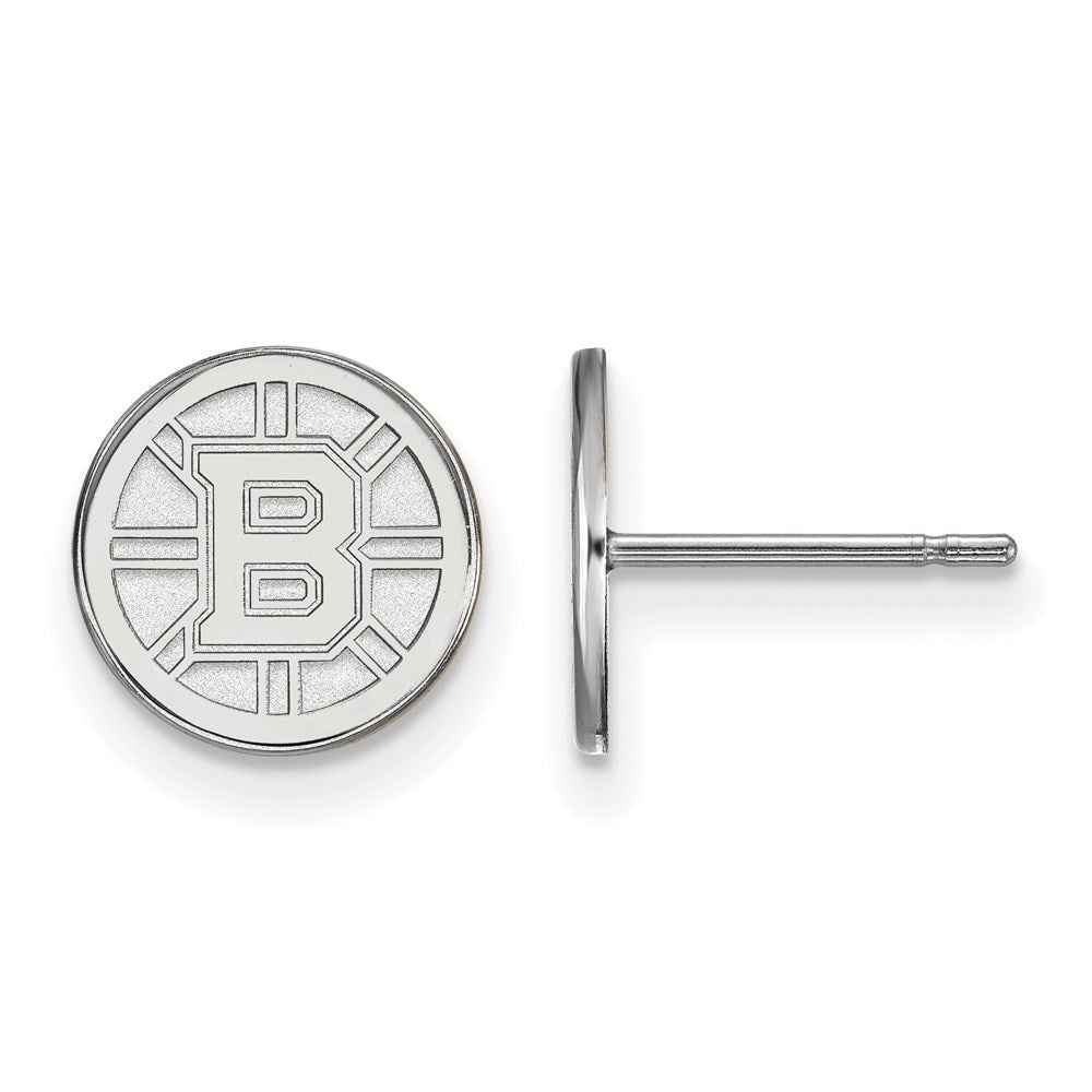 10K White Gold Nhl Logoart Boston Bruins Extra Small Post Earrings