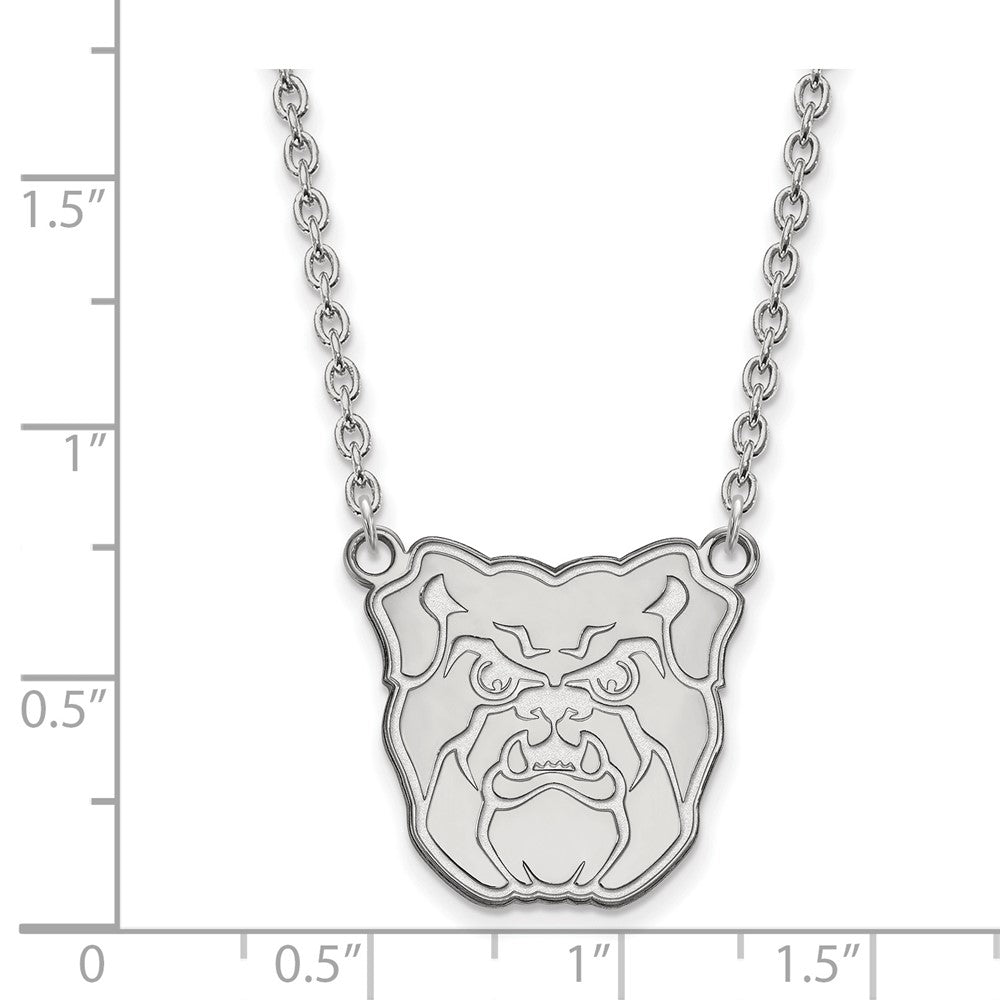 Sterling Silver Rhodium Plated Logoart Butler University Bulldog Large Pendant 18 Inch Necklace