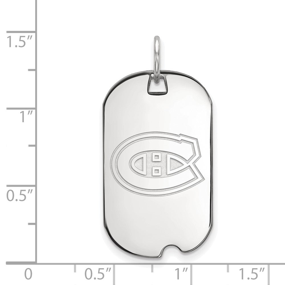 Sterling Silver Rhodium Plated Nhl Logoart Montreal Canadiens Small Dog Tag Pendant