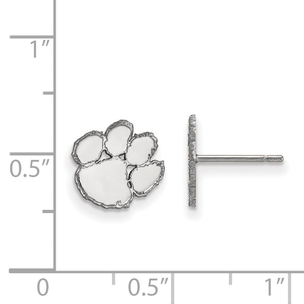 10K White Gold Logoart Clemson University Tiger Paw Extra Small Post Earrings