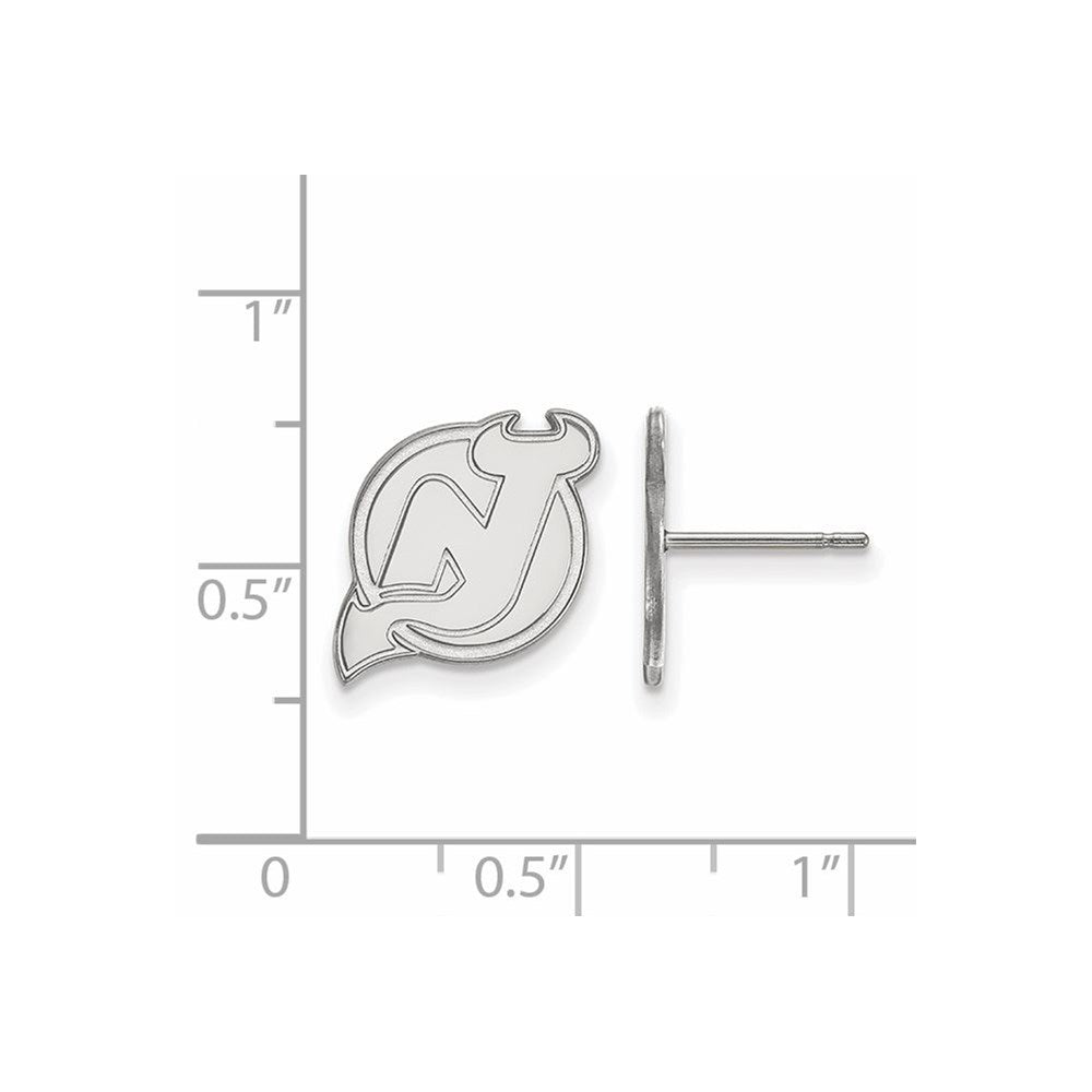 14K White Gold Nhl Logoart New Jersey Devils Small Post Earrings