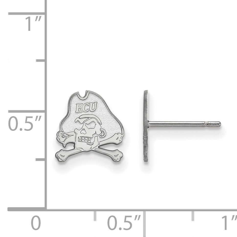 Sterling Silver Rhodium Plated Logoart East Carolina University Pirate Extra Small Post Earrings