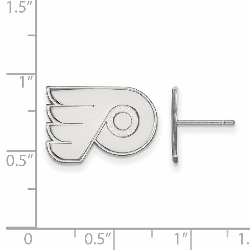 Sterling Silver Rhodium Plated Nhl Logoart Philadelphia Flyers Small Post Earrings