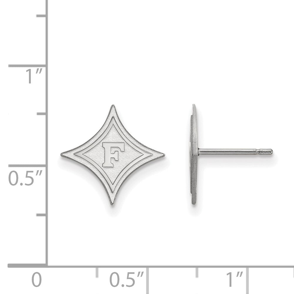 10K White Gold Logoart Furman University Small Post Earrings