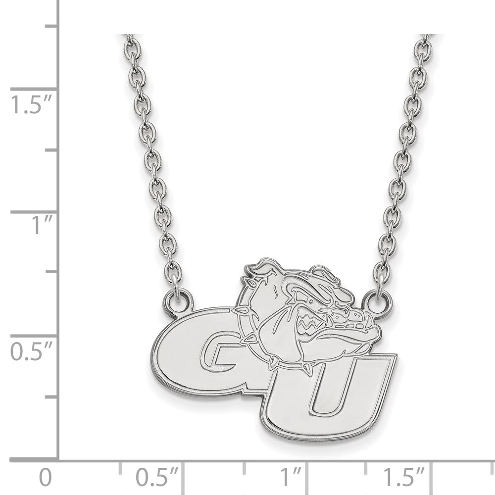 Sterling Silver Rhodium Plated Logoart Gonzaga University G U Bulldog Large Pendant 18 Inch Necklace