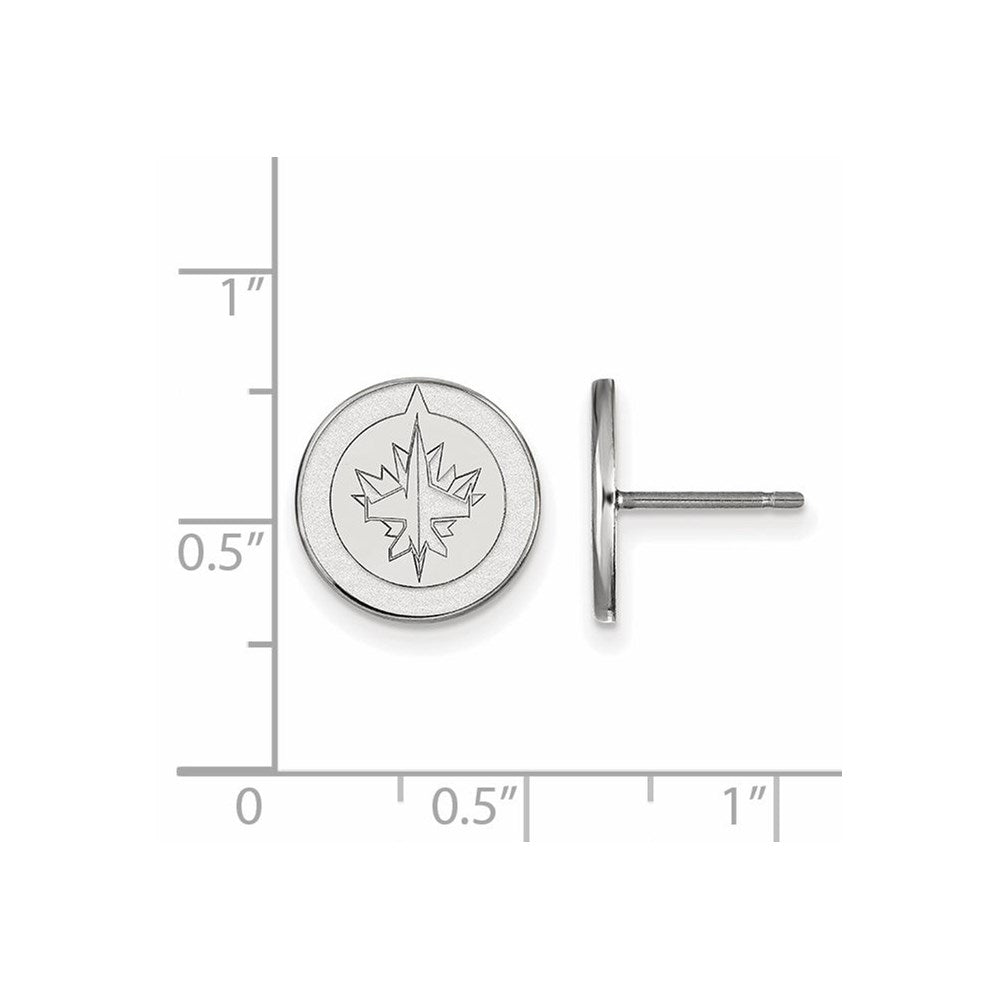Sterling Silver Rhodium Plated Nhl Logoart Winnipeg Jets Small Post Earrings