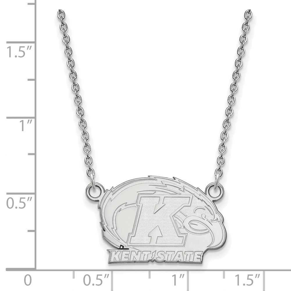 Sterling Silver Rhodium Plated Logoart Kent State University Small Pendant 18 Inch Necklace