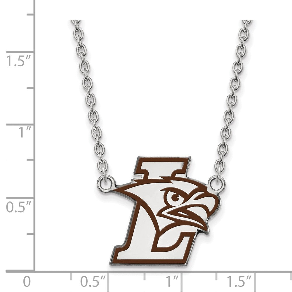 Sterling Silver Rhodium Plated Logoart Lehigh University Large Enameled Pendant 18 Inch Necklace