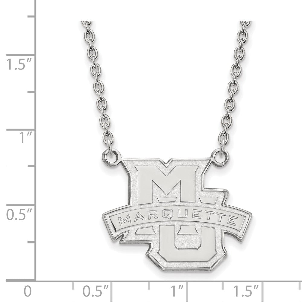 14K White Gold Logoart Marquette University Large Pendant 18 Inch Necklace