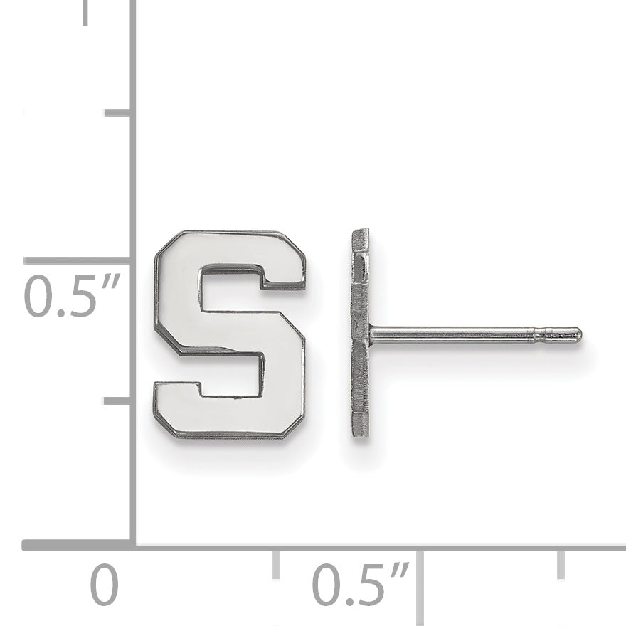 Sterling Silver Rhodium Plated Logoart Michigan State University Letter S Extra Small Post Earrings