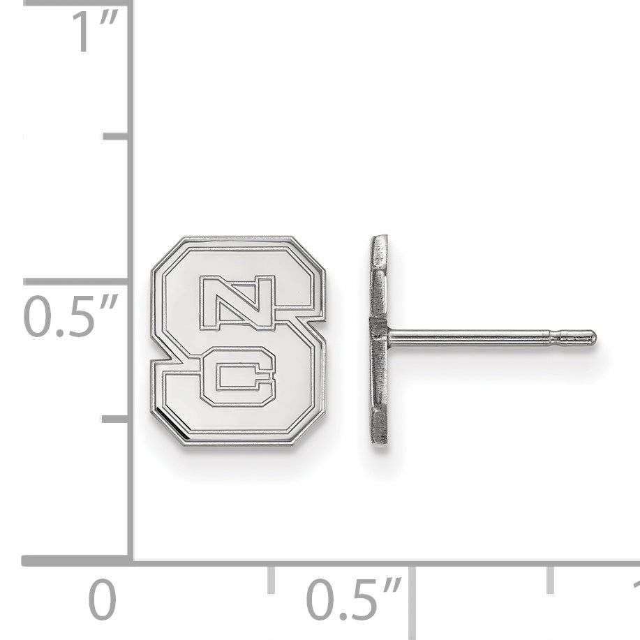 Sterling Silver Rhodium Plated Logoart North Carolina State University N C S Extra Small Post Earrings
