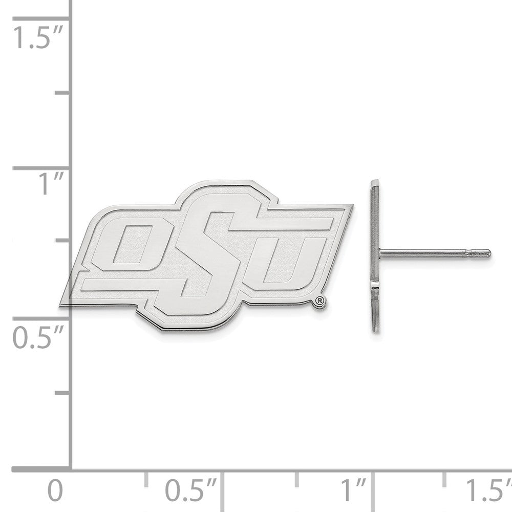 Sterling Silver Rhodium Plated Logoart Oklahoma State University O S U Small Post Earrings