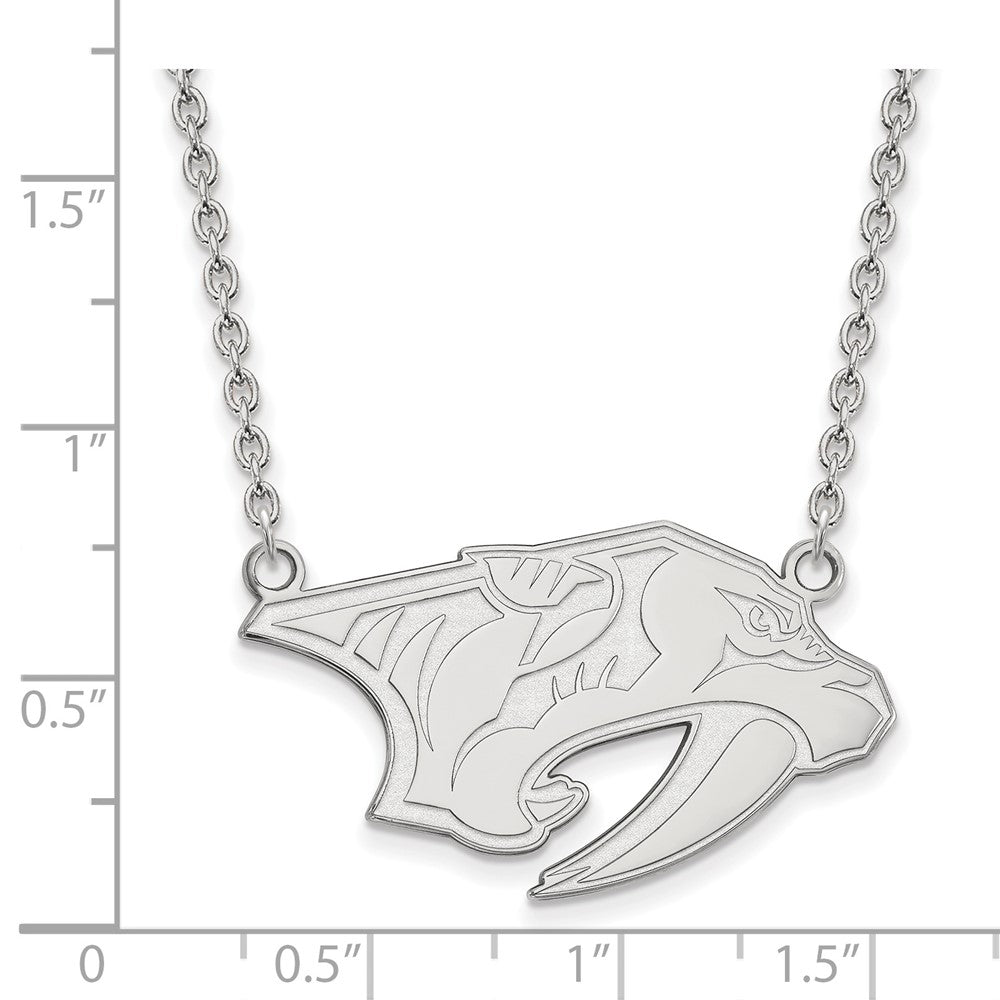 Sterling Silver Rhodium Plated Nhl Logoart Nashville Predators Large Pendant 18 Inch Necklace