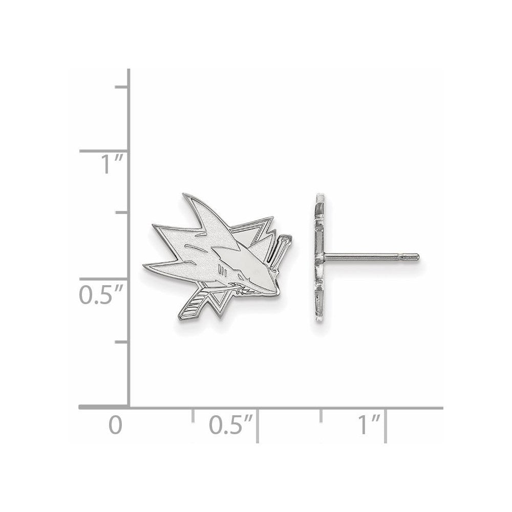 10K White Gold Nhl Logoart San Jose Sharks Small Post Earrings