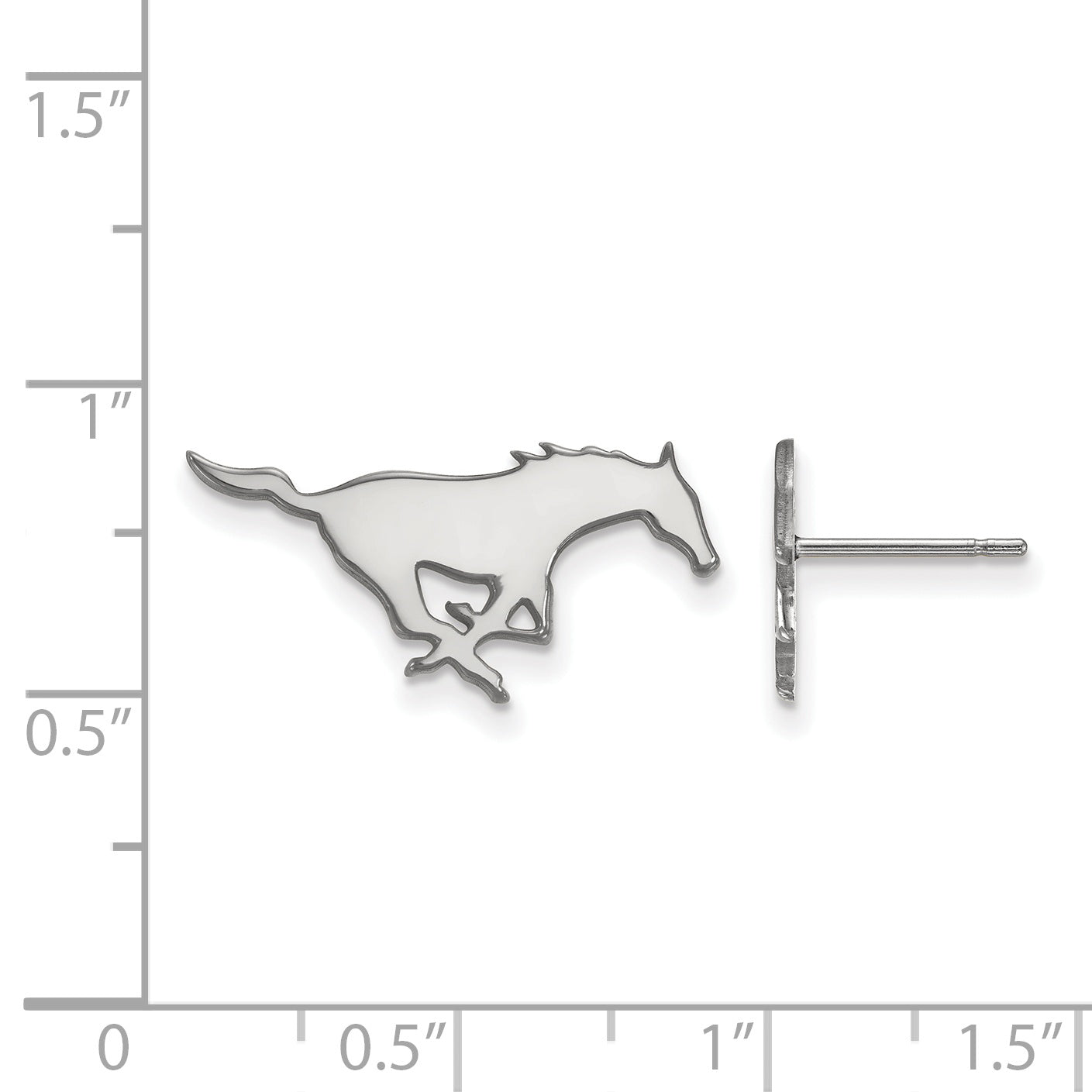 Sterling Silver Rhodium Plated Logoart Southern Methodist University Mustang Small Post Earrings