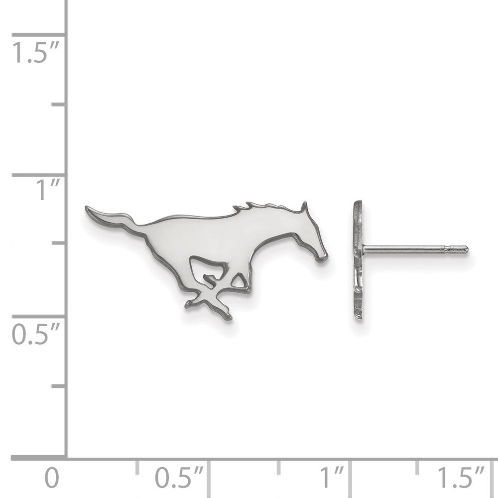 14K White Gold Logoart Southern Methodist University Mustang Small Post Earrings