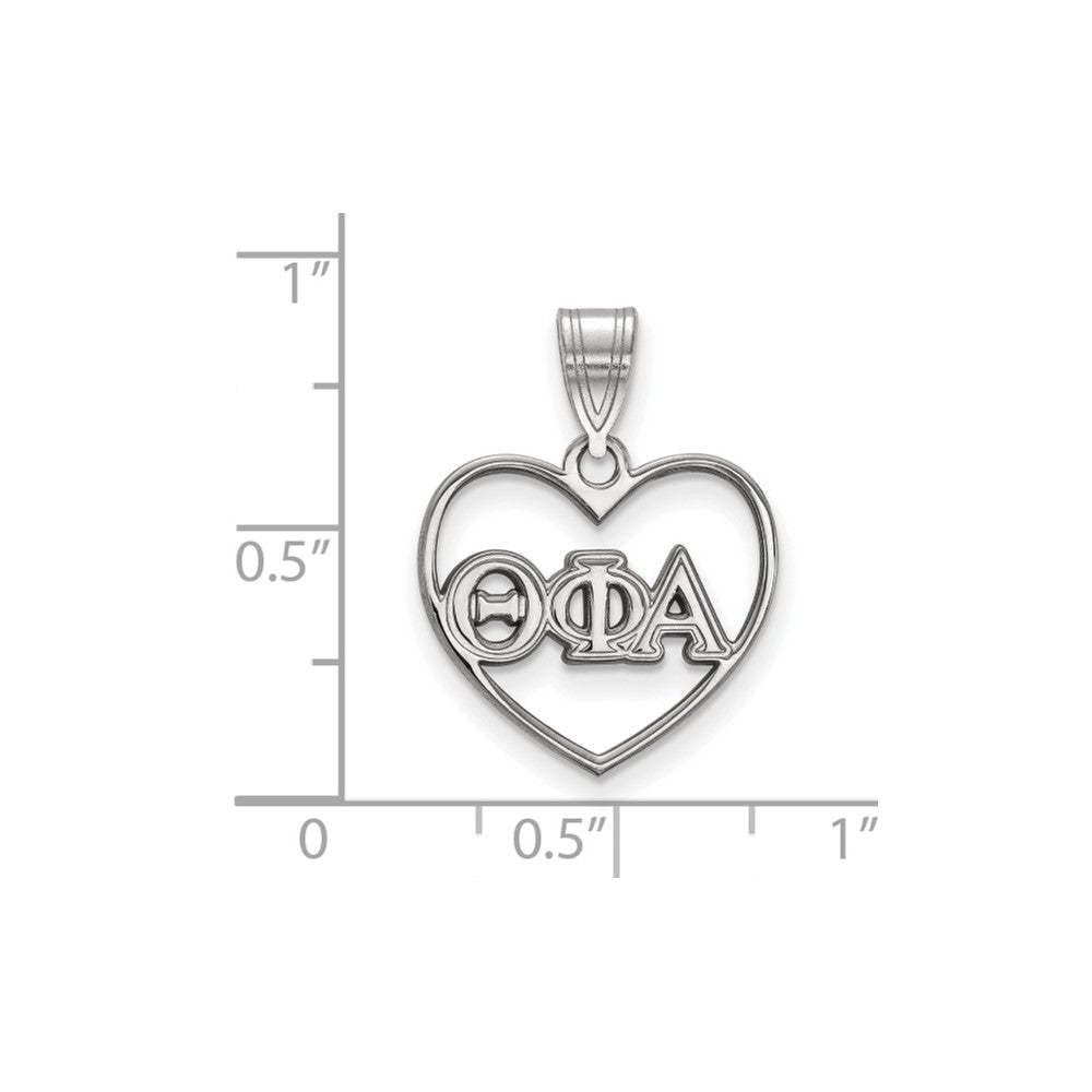 Sterling Silver Rhodium Plated Logoart Theta Phi Alpha Sorority Greek Letters Heart Pendant