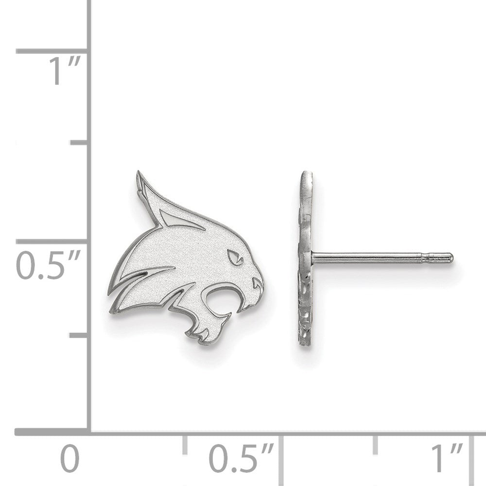 10K White Gold Logoart Texas State University Bobcat Small Post Earrings