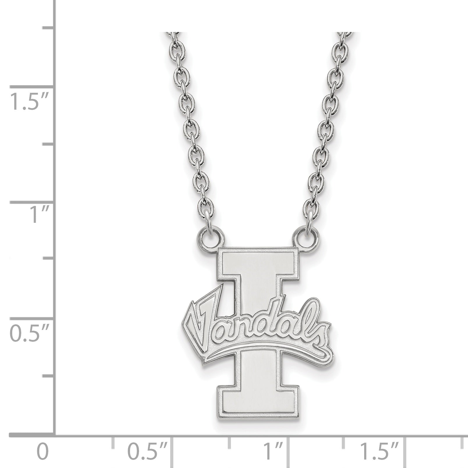 Sterling Silver Rhodium Plated Logoart University Of Idaho Vandals Large Pendant 18 Inch Necklace