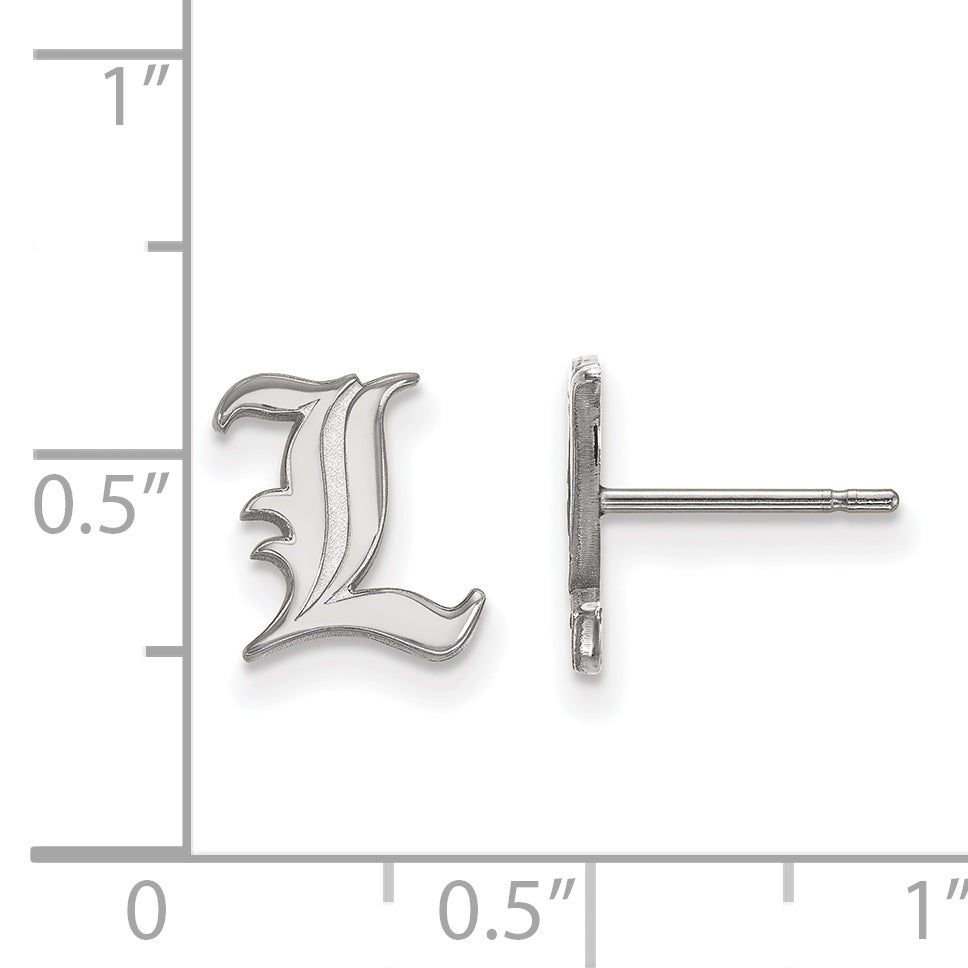 Sterling Silver Rhodium Plated Logoart University Of Louisville Letter L Extra Small Post Earrings