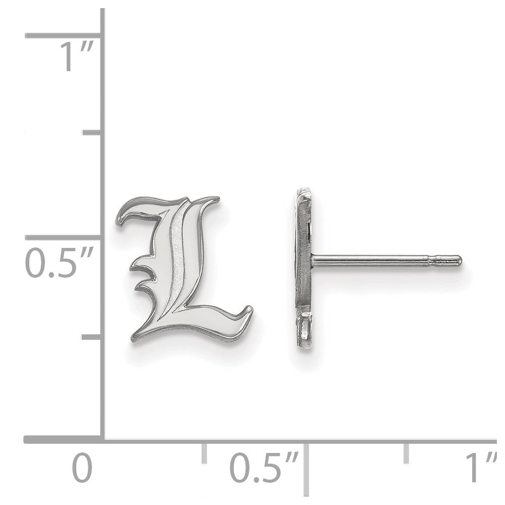 10K White Gold Logoart University Of Louisville Letter L Extra Small Post Earrings