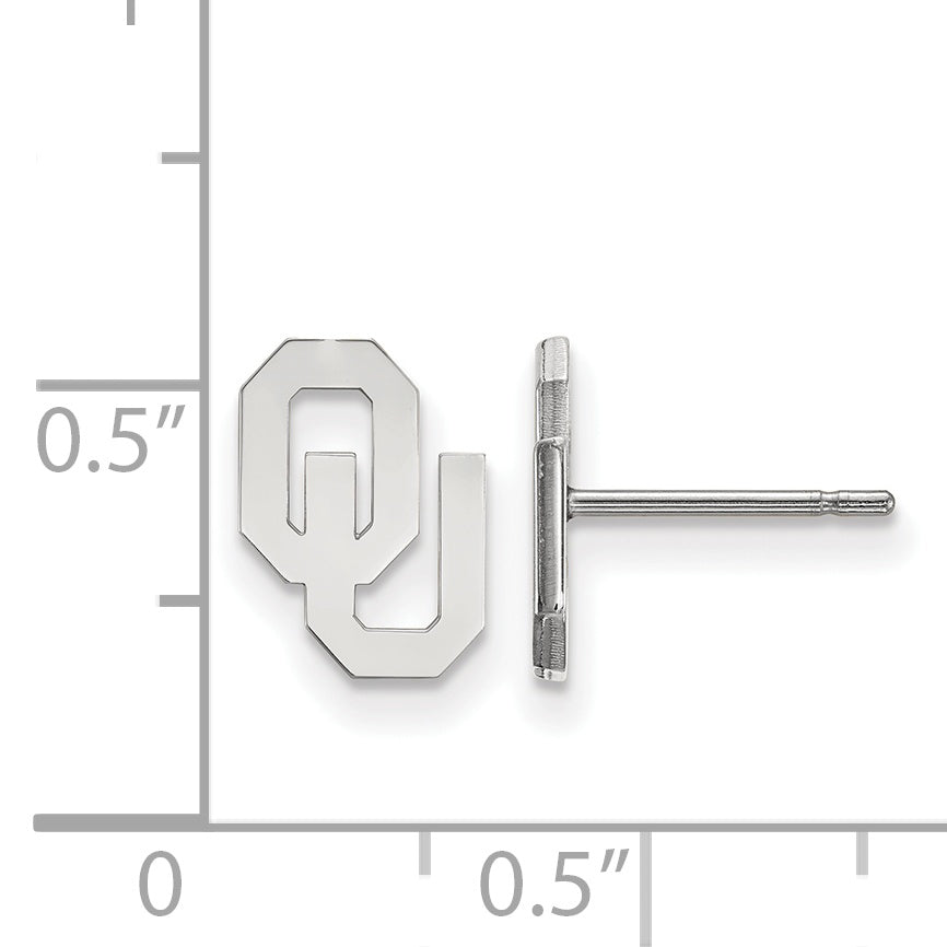 Sterling Silver Rhodium Plated Logoart University Of Oklahoma O U Extra Small Post Earrings
