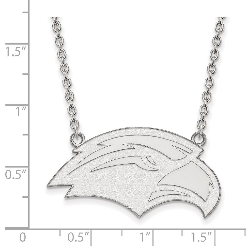 Sterling Silver Rhodium Plated Logoart University Of Southern Mississippi Eagle Large Pendant 18 Inch Necklace