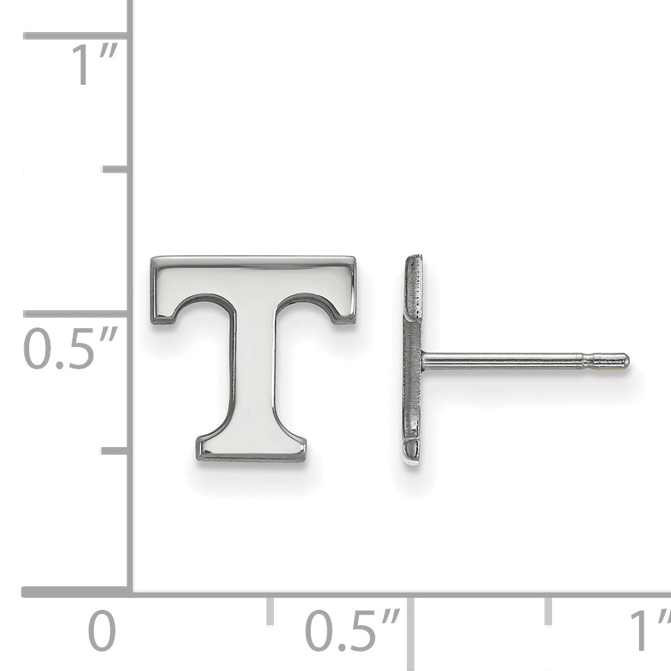 Sterling Silver Rhodium Plated Logoart University Of Tennessee Letter T Extra Small Post Earrings