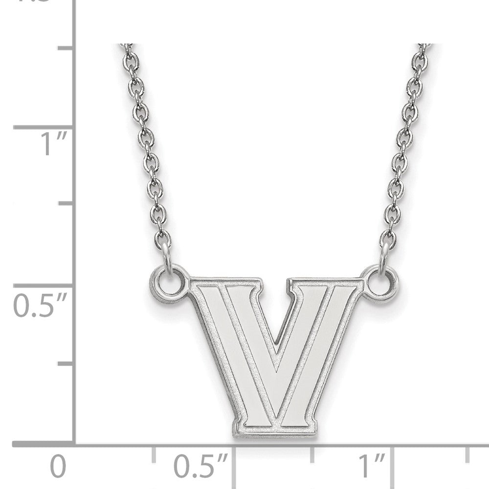 Sterling Silver Rhodium Plated Logoart Villanova University Letter V Small Pendant 18 Inch Necklace