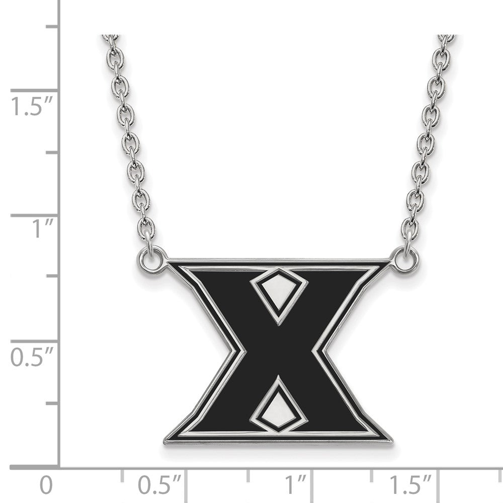 Sterling Silver Rhodium Plated Logoart Xavier University Letter X Large Enameled Pendant 18 Inch Necklace