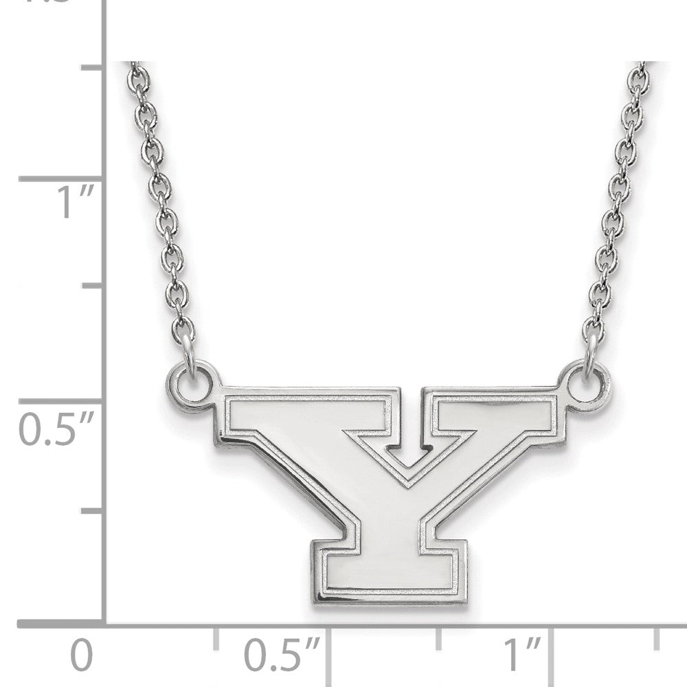14K White Gold Logoart Youngstown State University Letter Y Small Pendant 18 Inch Necklace