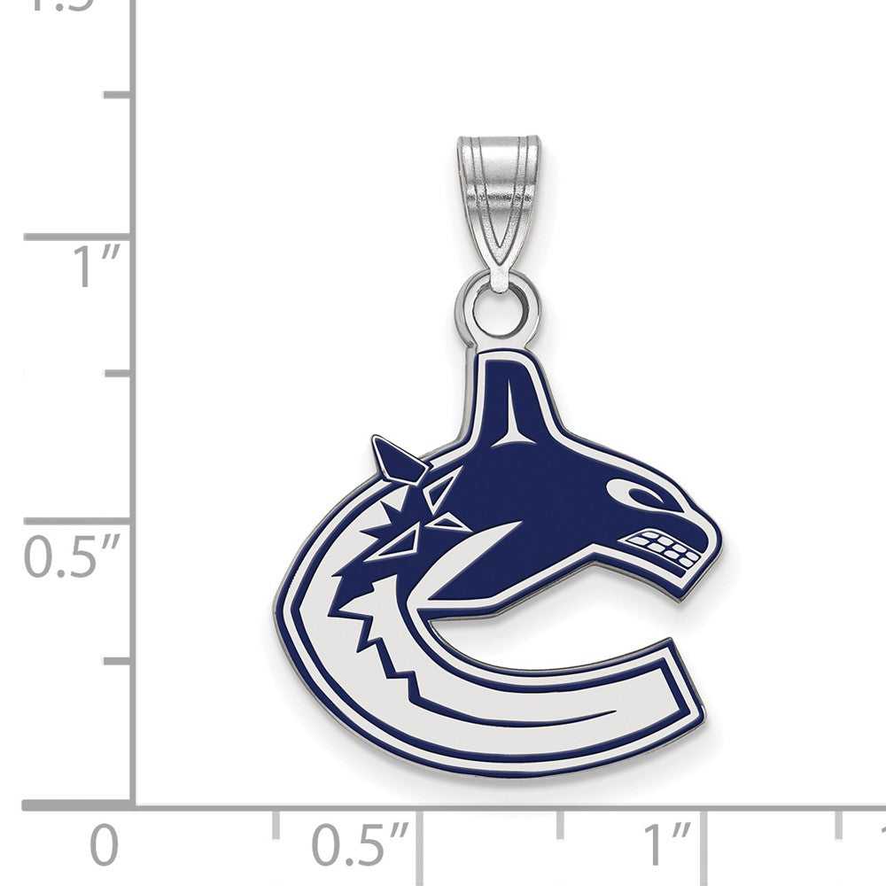 Sterling Silver Rhodium Plated Nhl Logoart Vancouver Canucks Large Enameled Pendant
