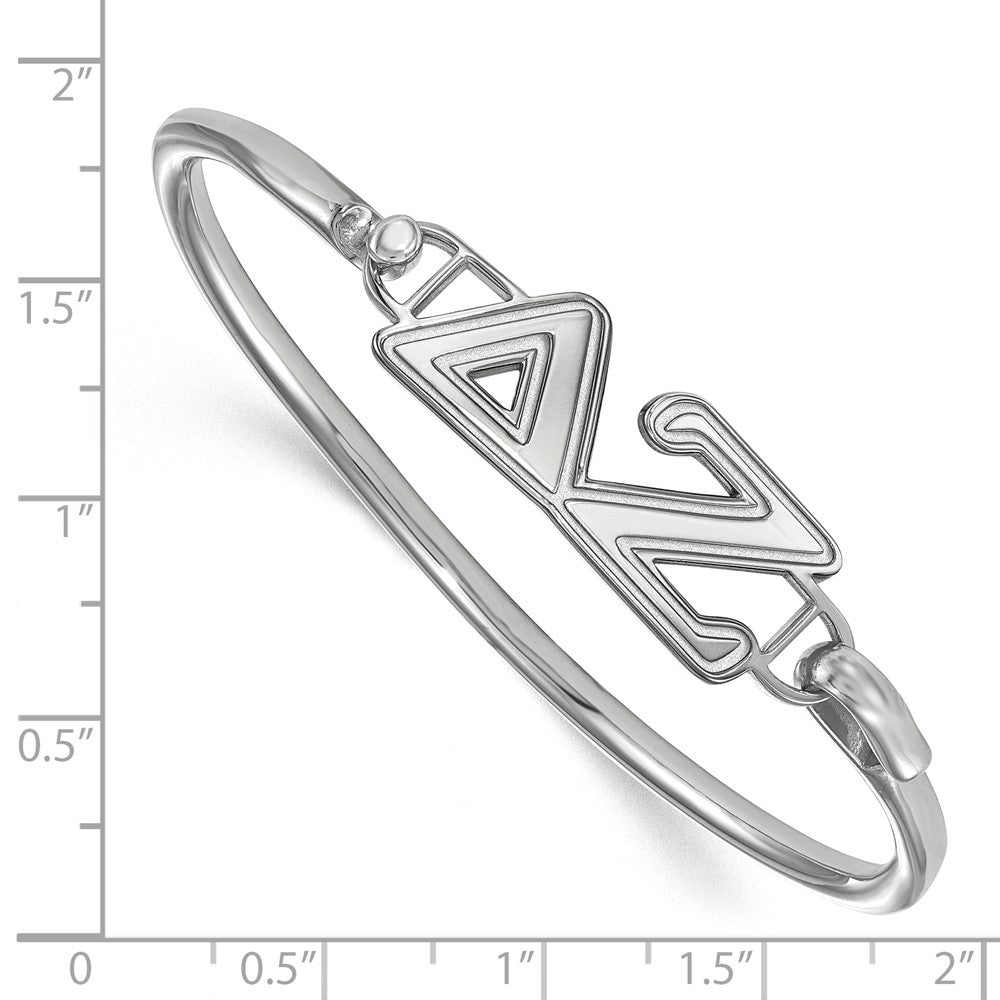 Sterling Silver Rh Plated Logoart Delta Zeta Small Hook And Clasp Bangle