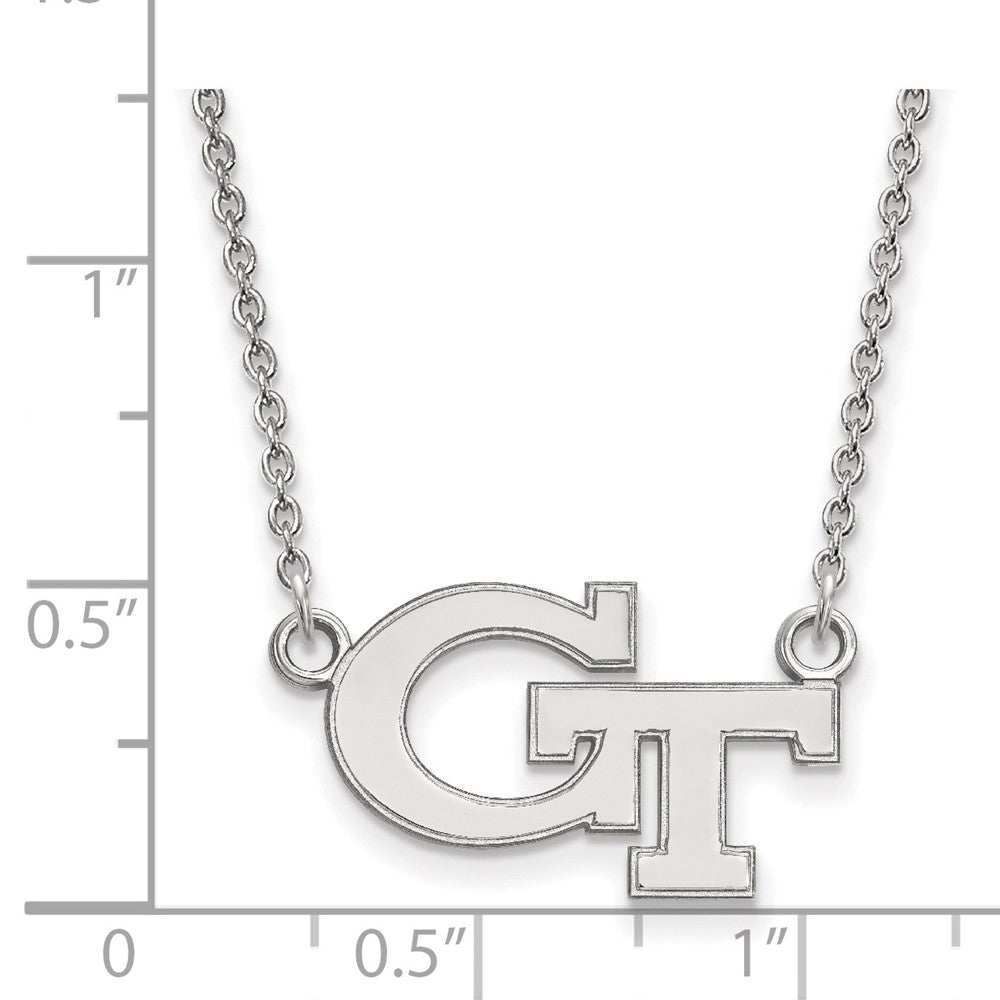10K White Gold Logoart Georgia Institute Of Technology G T Small Pendant 18 Inch Necklace
