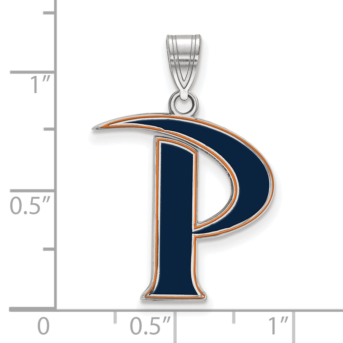 Sterling Silver Rhodium Plated Logoart Pepperdine University Letter P Large Enameled Pendant