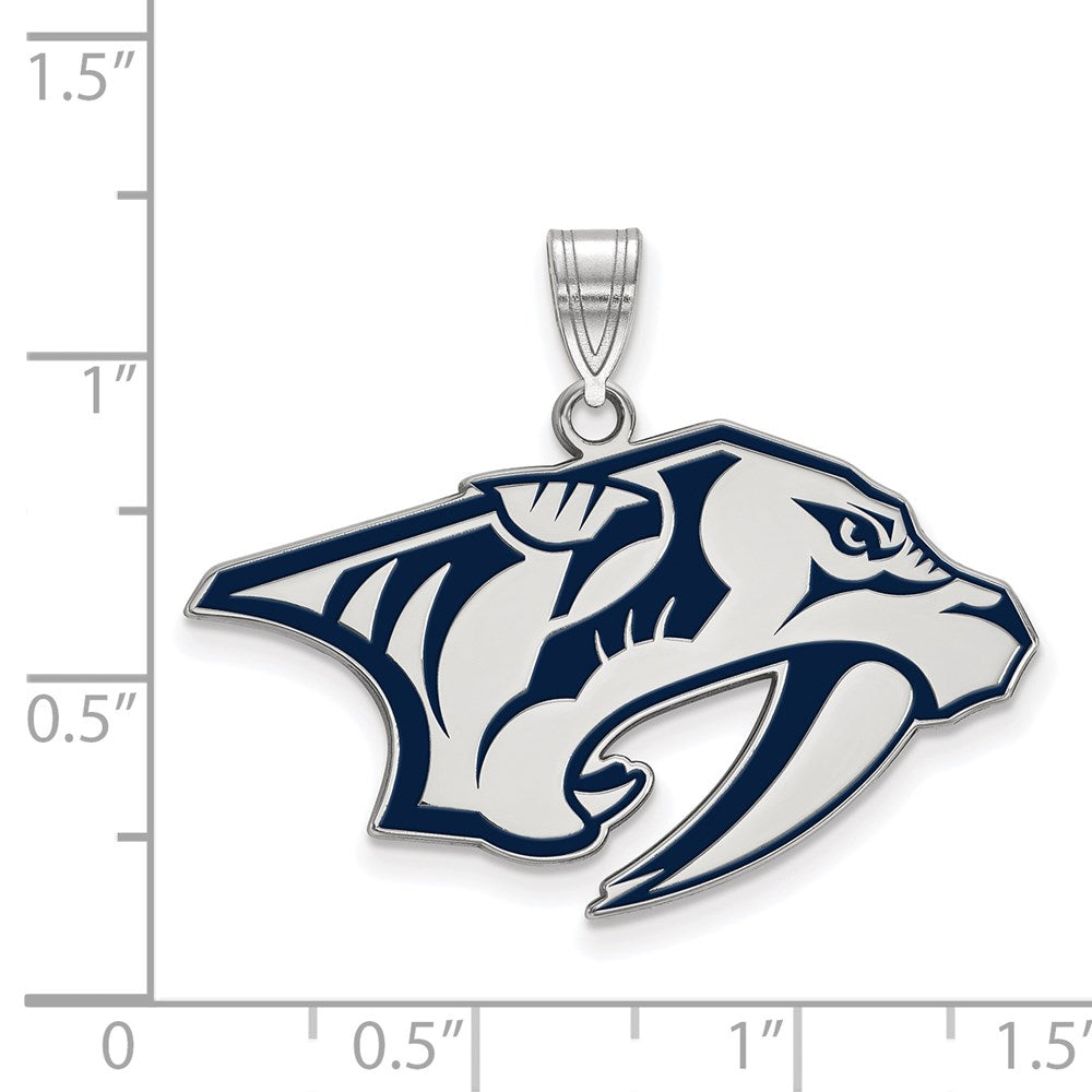 Sterling Silver Rhodium Plated Nhl Logoart Nashville Predators Large Enameled Pendant
