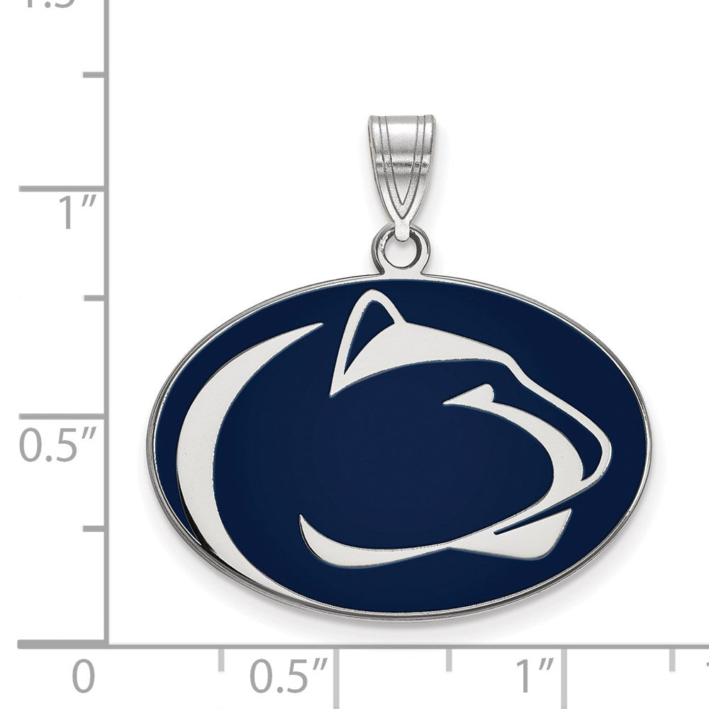 Sterling Silver Rhodium Plated Logoart Penn State University Lion Large Enameled Pendant