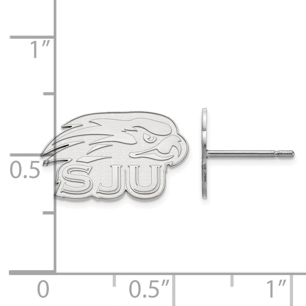 Sterling Silver Rhodium Plated Logoart Saint Joseph'S University Hawks Extra Small Post Earrings
