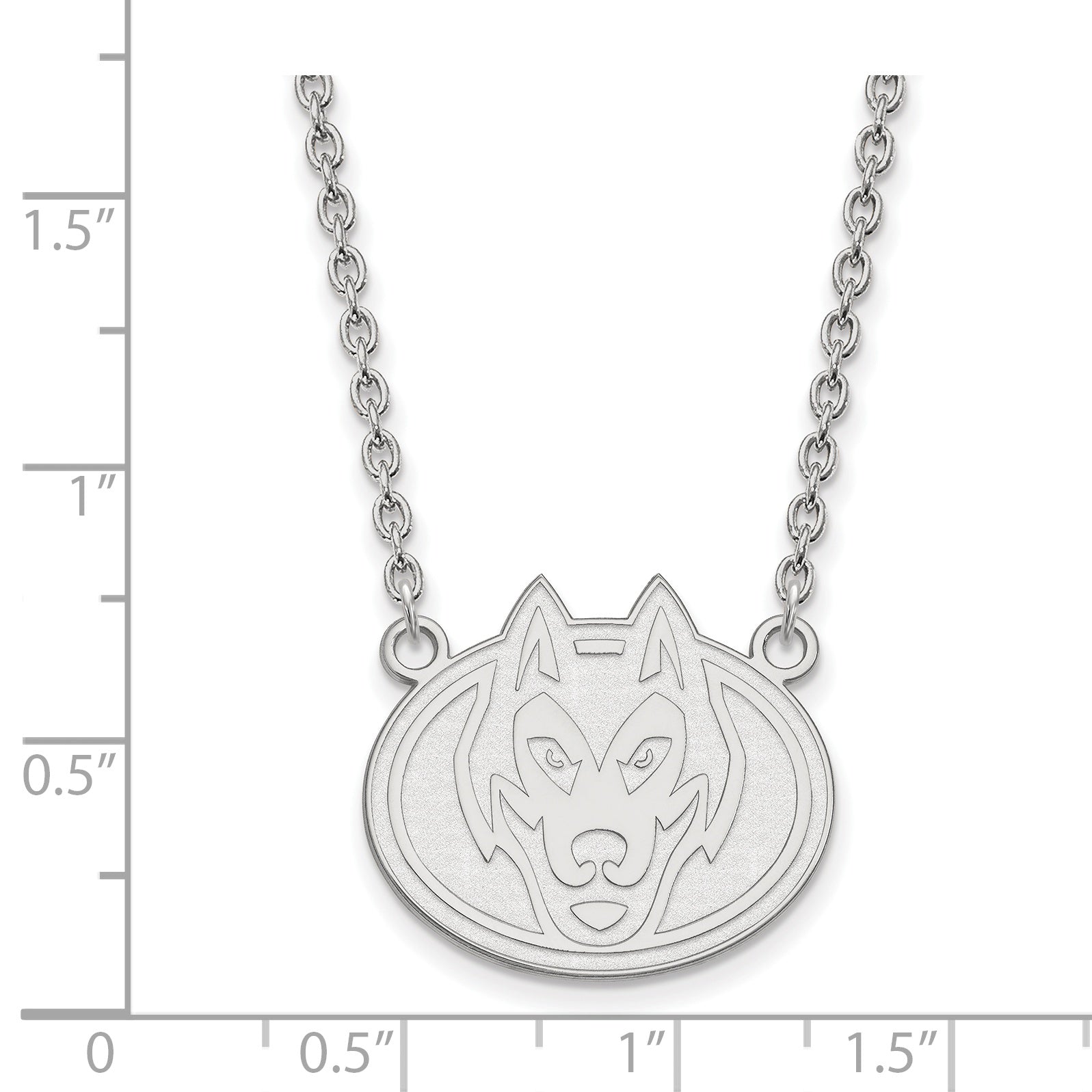 Sterling Silver Rhodium Plated Logoart St. Cloud State University Husky Large Pendant 18 Inch Necklace