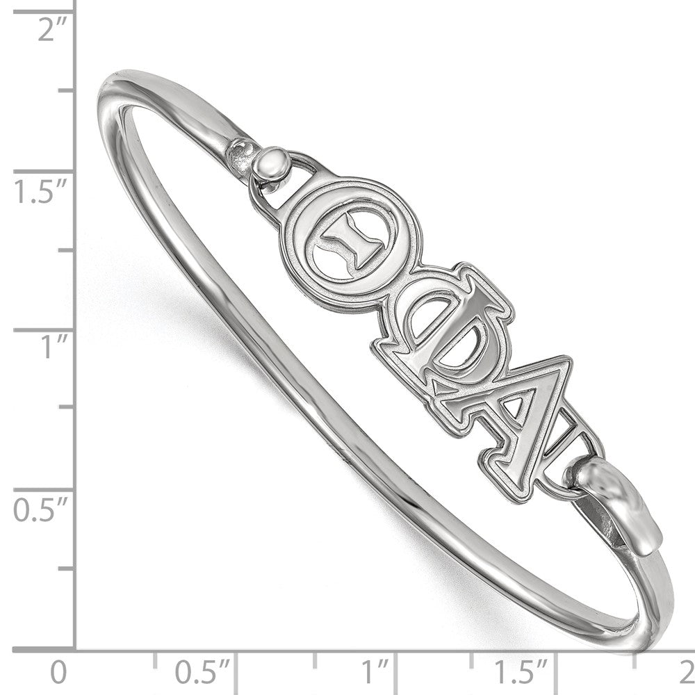Sterling Silver S. Rh Plated Logoart Theta Phi Alpha Small Hook And Clasp Bangle