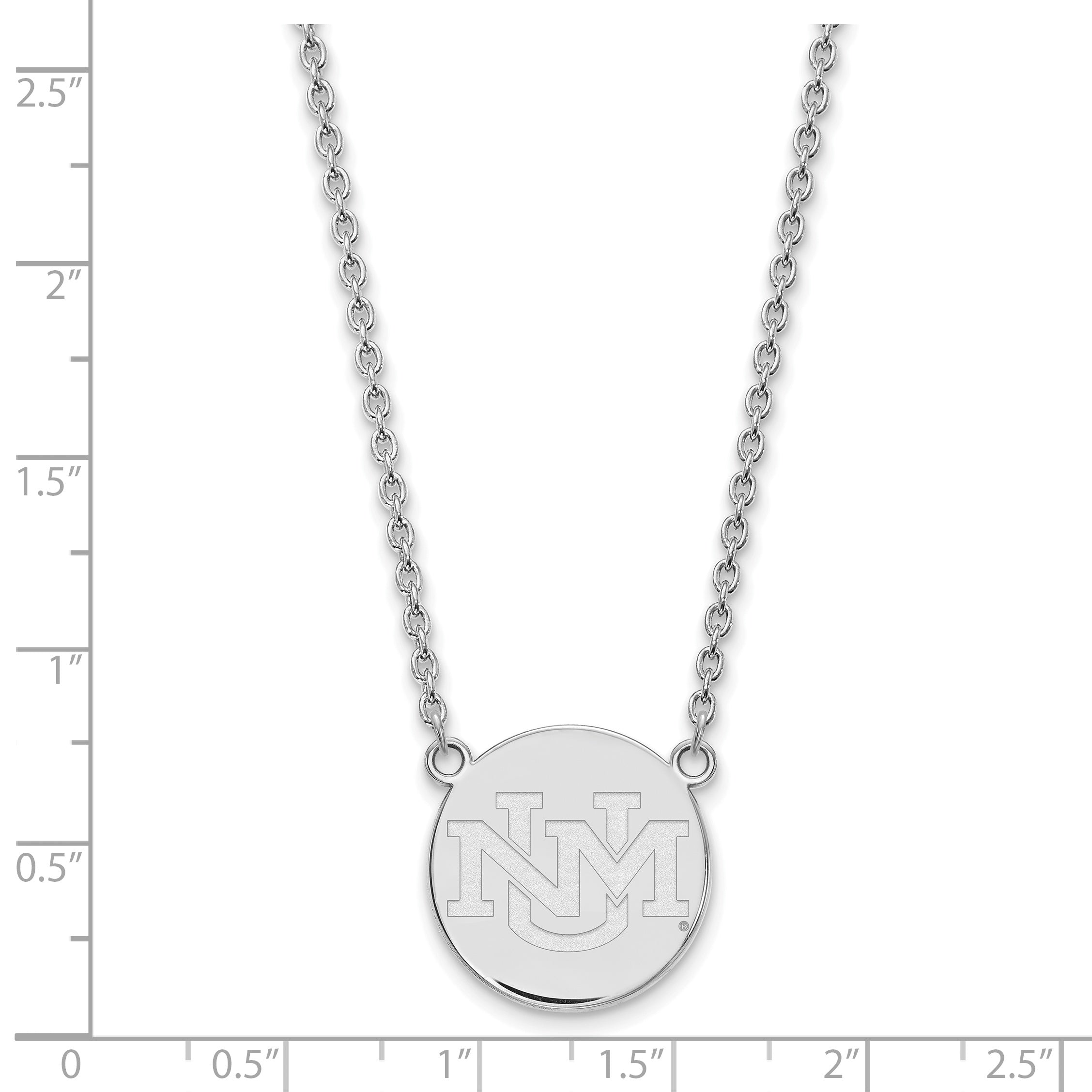 Sterling Silver Rhodium Plated Logoart University Of New Mexico Large Pendant 18 Inch Necklace