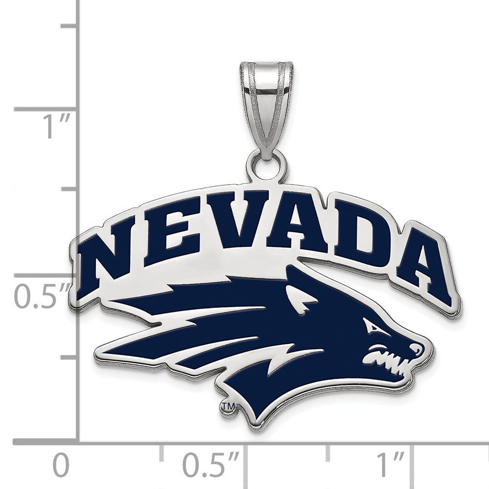 Sterling Silver Rhodium Plated Logoart University Of Nevada Reno Large Enameled Pendant