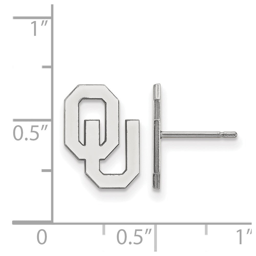 14K White Gold Logoart University Of Oklahoma O U Small Post Earrings