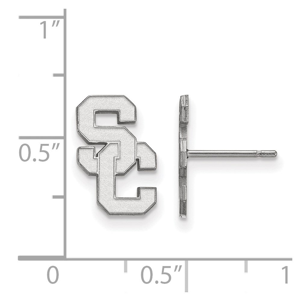 14K White Gold University Of Southern California S C Small Post Earrings
