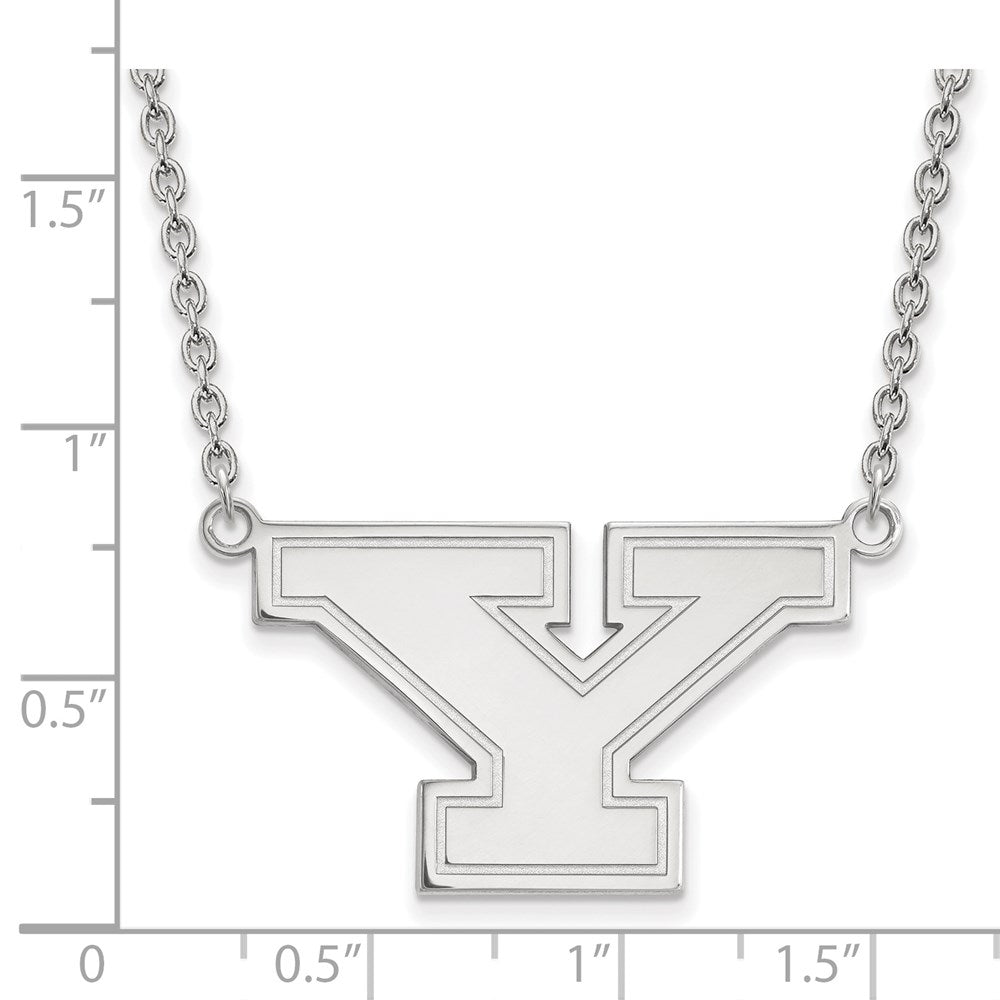 Sterling Silver Rhodium Plated Logoart Youngstown State University Letter Y Large Pendant 18 Inch Necklace