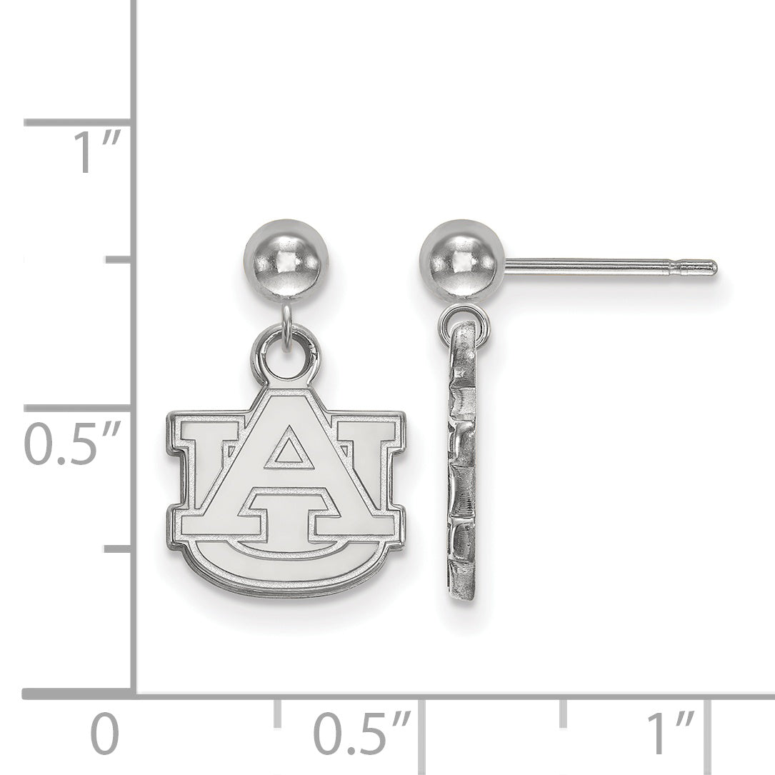Sterling Silver Rhodium Plated Logoart Auburn University A U Dangle Ball Post Earrings