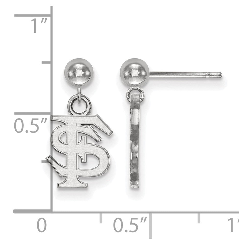 14K White Gold Logoart Florida State University F S Dangle Ball Post Earrings