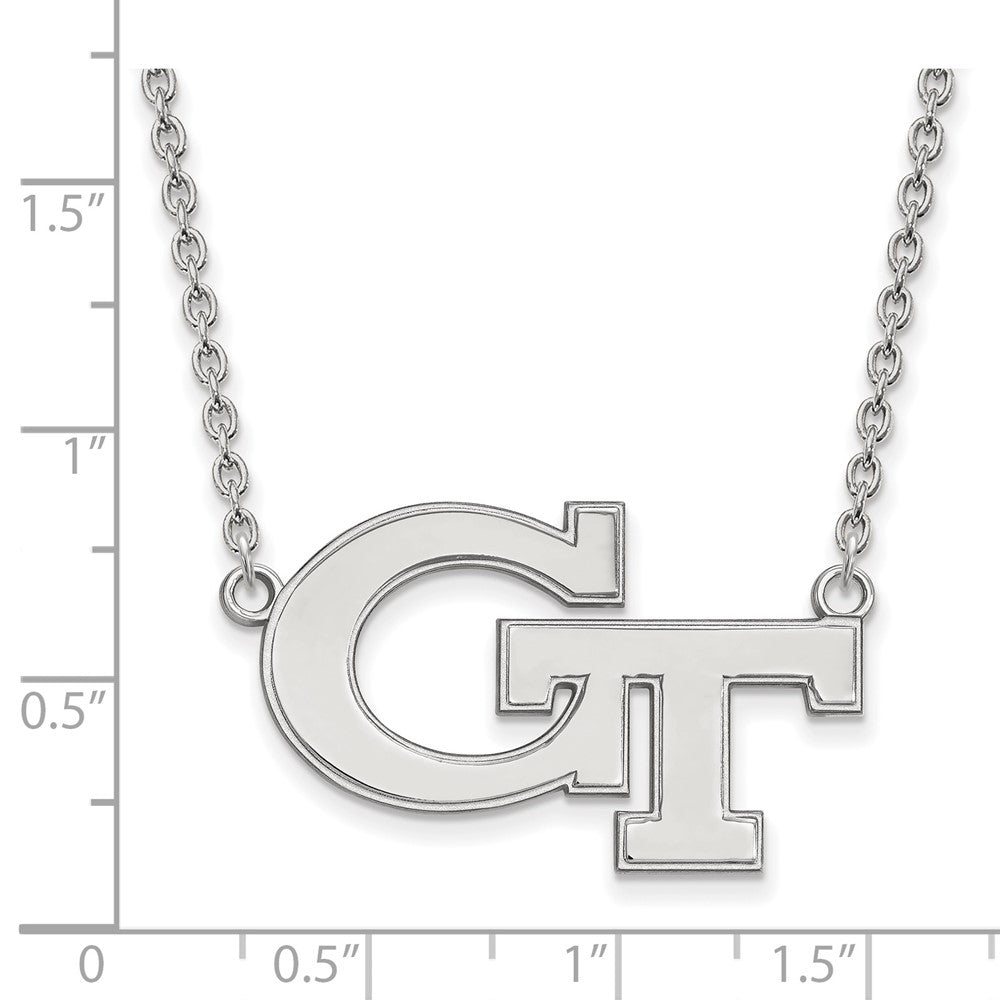 10K White Gold Logoart Georgia Institute Of Technology G T Large Pendant 18 Inch Necklace