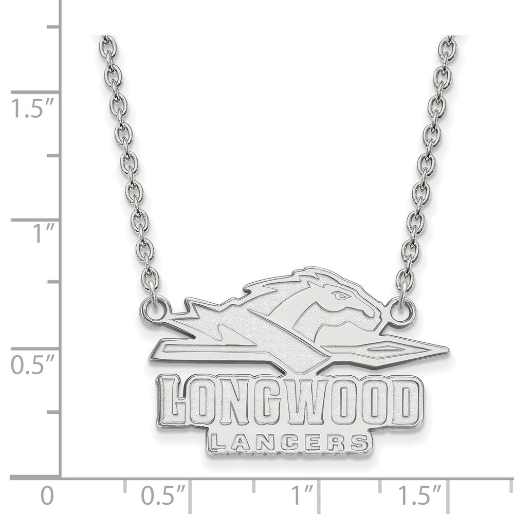 Sterling Silver Rhodium Plated Logoart Longwood University Lancers Large Pendant 18 Inch Necklace