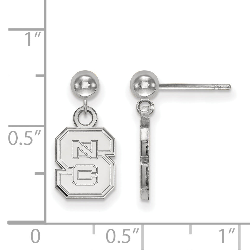 Sterling Silver Rhodium Plated Logoart North Carolina State University N C S Dangle Ball Post Earrings